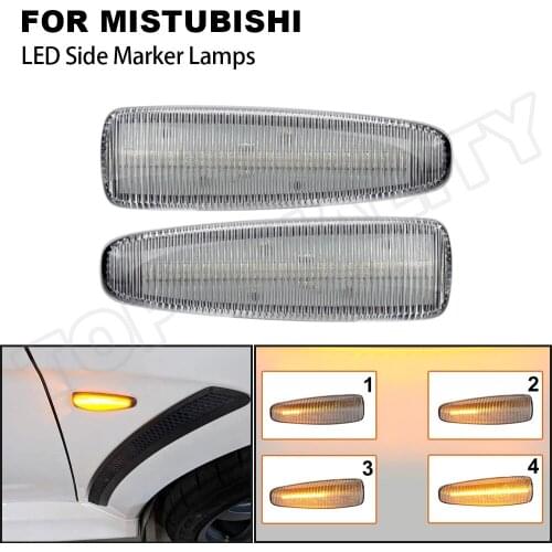 2Pcs Dynamic Amber LED Side Marker Light Indicator Lamps For Mitsubishi Outlander Lancer Mk8 Mirage Blinker Turn Signal Light