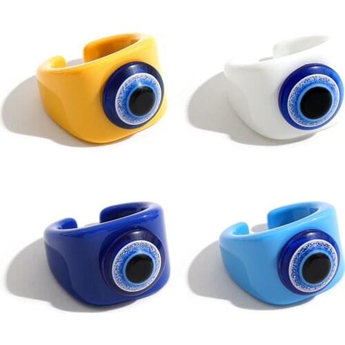 2021 New Korea Personality Funny Eye Finger Rings for Women Girls Cute Acrylic Resin Chunky Rings Party Jewelry Gifts