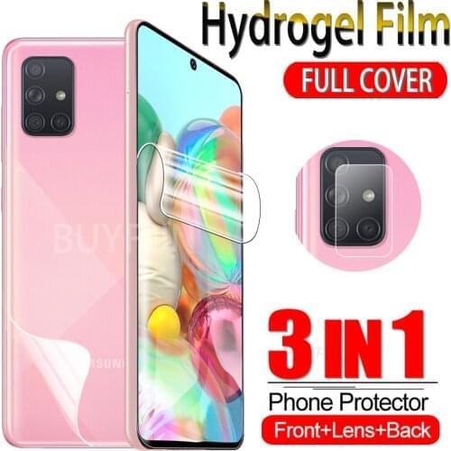 3in1 Front+Back Hydrogel Film Camera Glass For Samsung Galaxy A71 A51 4G/5G A31 A21 A21S A11 A01 Screen Protector Cover Film HD