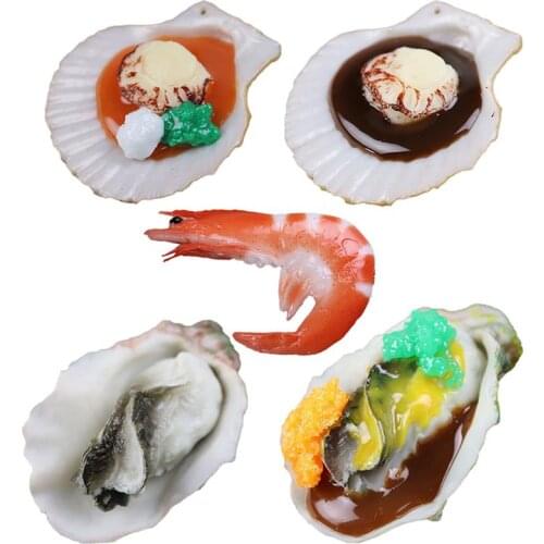 5PCS Creative Artificial Food Realistic Shrimp Oyster Shell Seafood Food Props For Photography