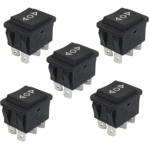 5 Pc New Mini 6 Pin DPDT Black Button On/Off/On Rocker Switch AC 250V/10A 125V P0.5