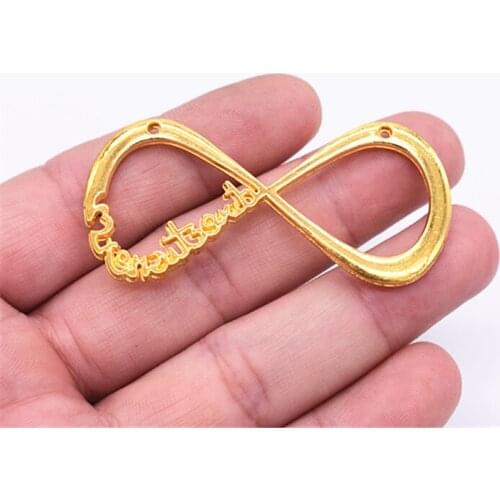 69*28mm 2pcs Gold Color Plated Infinite Charms Pendant For DIY Necklace Bracelet Jewelry Accessories