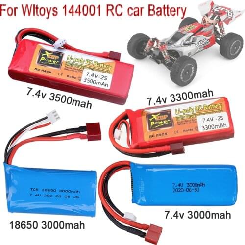 For Wltoys 144001 car 2s 7.4V battery 1500mah/3300mAh/3500mah lipo battery T Plug for Wltoys 144001 12423 12428 RC car battery
