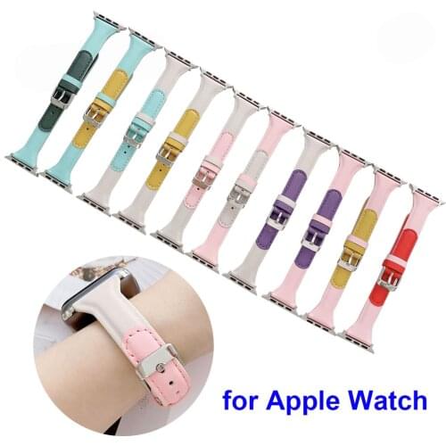 Thin Leather Bracelet for Apple Watch Band 44mm 40mm for iWatch SE Women Slim Strap Narrow Wristband Series 6 5 4 3 38mm 42mm