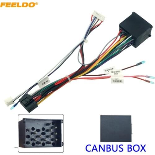 FEELDO Car 16Pin Power Wiring Harness Cable Adapter With Canbus For BMW E46/E39/E53(99) Install Aftermarket Android Stereo #6461