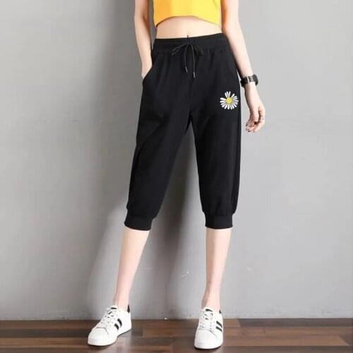 2021 Summer Fashion Casual Black Cropped Trousers High Waist Sweatpants Loose Harem Pants Harajuku y2k Plus Size 5XL Women Pants