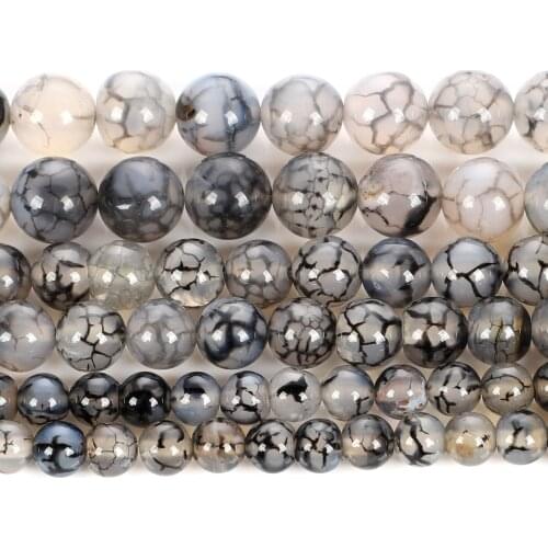 Black Dragon Veins Agate Natural Stone Beads Round Loose Beads For Jewelry Making DIY Bracelets Necklace Accessories 4-12MM