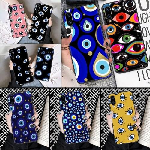 Evil Eye Abstract Art Phone case For Huawei Honor 6 7 8 9 10 10i 20 A C X Lite Pro Play black silicone funda pretty bumper