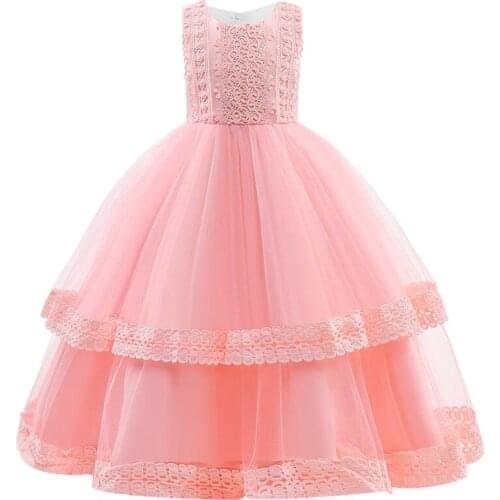Girl dress 4-14 years girl dress sweet lace mesh princess dress flower girl wedding party dress stage show dress children dress