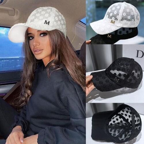 DT057 Brand Summer Lace Hat Cotton Baseball Cap For Women Breathable Mesh Girls Snapback Hip Hop Fashion Female Caps Adjustable