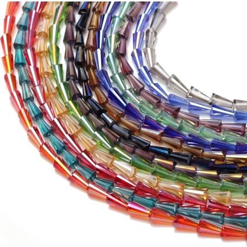 Crystal Bead for Needlework 3x6/4x8MM Lampwork Glass Tube Spacer Beads European Design Tower Quartz Beads Wholesale In Bulk