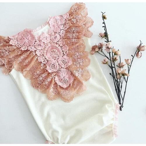 2020 Summer Newborn Baby Girl Clothes Sleeveless Lace Flower Ruffle Romper One-piece Outfit Sunsuit SLS0011