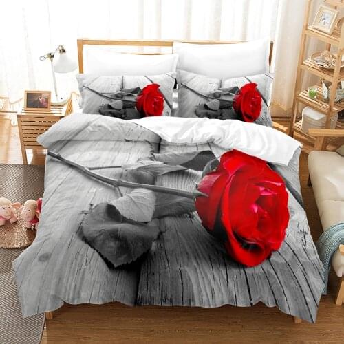 Red Flower Rose Bedding Set Single Twin Full Queen King Size Flowers Rose Bed Set Children Bedroom Duvetcover Sets 11