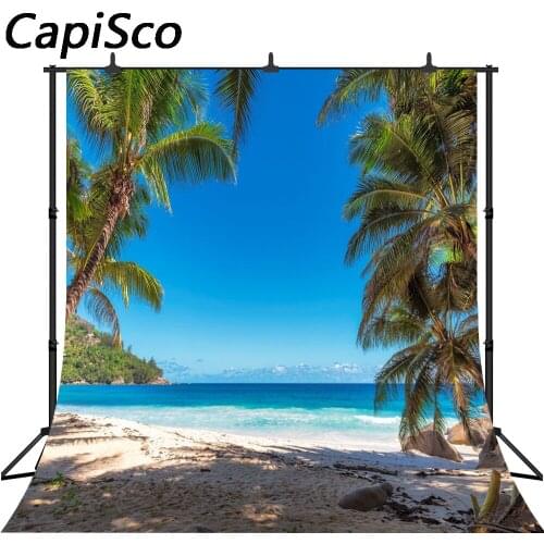 Capisco Summer Sea Beach Party Palm Tree Scenic Portrait Photography Backgrounds Custom Photographic Backdrops For Photo Studio