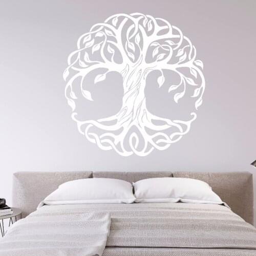 Mandala Circle Trees Wall Stickers Yoga Studio Vinyl Decals Home Decoration Yoga Tree Wall Decor Tree Of Life Wall Murals