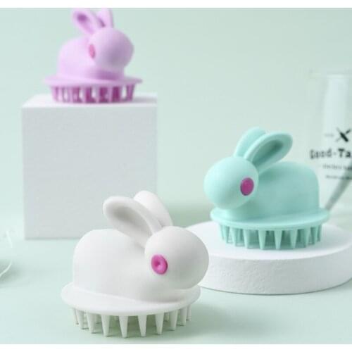 Cute Massage Brush Head Body Scalp Massager Cartoon Bunny Shape Soft Silicone Baby Shampoo Bathing Shower Brush Skin Care Tool