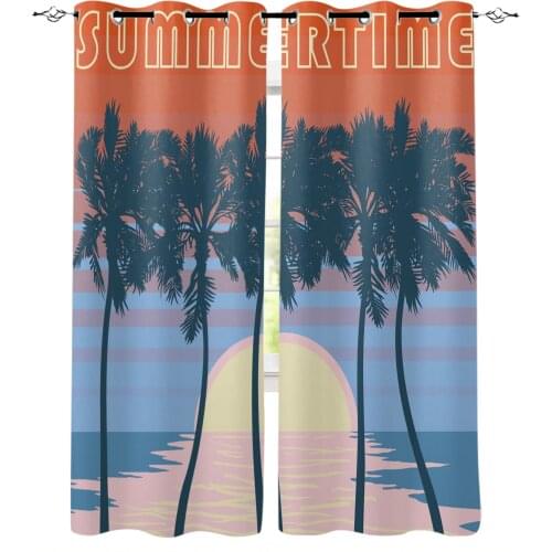 Sea Sunset Waves Plants Curtains In The Living Room Kitchen Bedroom Interior Decor Curtain Window Room Divider Home Decoration