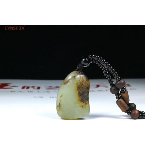 CYNSFJA New Rare Real Certified Natural Chinese Hetian Seed Jade Amulets Raw Stone Jade Pendant High Quality Best Birthday Gifts