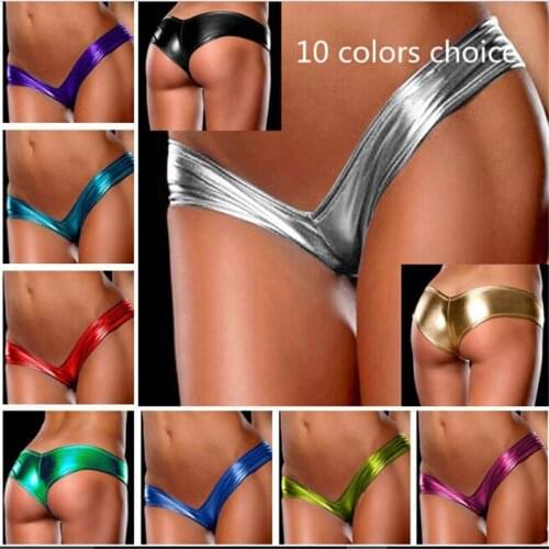 New Women Sexy Lingerie Latex Thong Panties Leather Bodycon Elastic Panties Costume Mini Tanga Shorts Erotic Sexy Hot Underwear