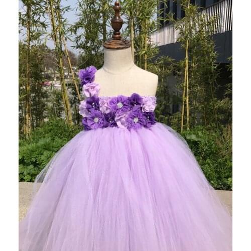Handmade Fairy Peach Flower Girls Wedding Tutu Dress Princess Kids Ball Gown Dress for Girls Pageant Party Clothes Tulle