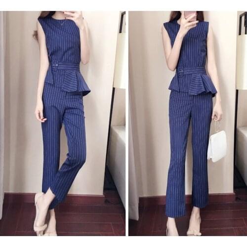 Solid Color Belt ankle-length Pants Loose Split Legs Ladies Pant Summer and Autumn Elegant Zipper Style Women Pant