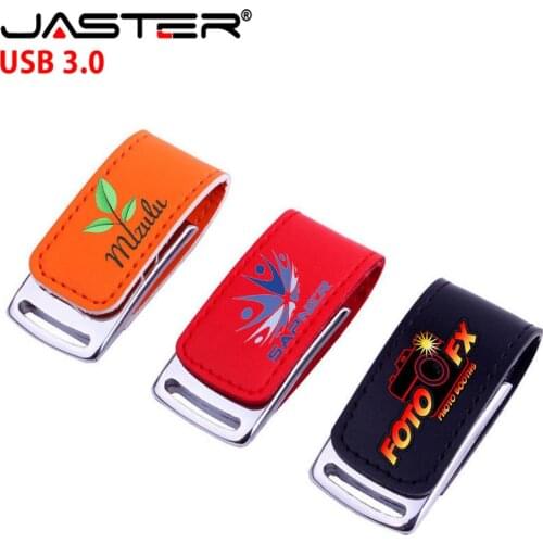 JASTER USB 3.0 Flash drive Customer LOGO wholesale metal leather pendrive 4GB 8GB 16GB 32GB 64GB 128GB memory stick U disk Gift