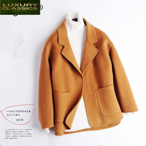 Coat Women Autumn Winter 100% Wool Coat 2021 Korean Double Sided Cashmere Jacket Ladies Woolen Casaco Feminino Hiver 9086