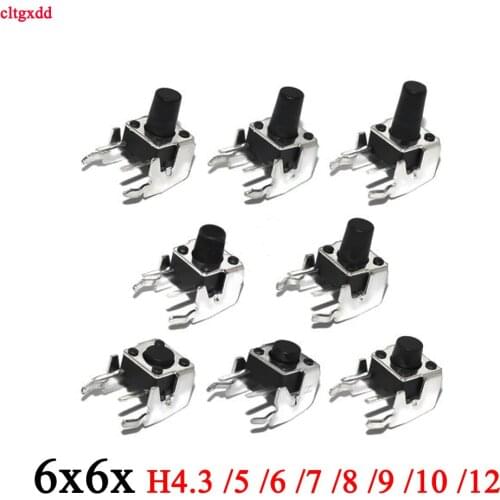 6x6mm Panel PCB Momentary Tactile Tact Mini Switch 6*6*4.3/5/6/7/89/10/12mm Right Angle With stent 6x6x4.3mm 5mm 6mm 7mm 8mm 9mm