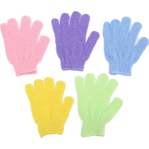 5pcs Body Scrubber Glove Random Color Practical Shower Bath Gloves Exfoliating Wash Skin Spa Massage Scrub
