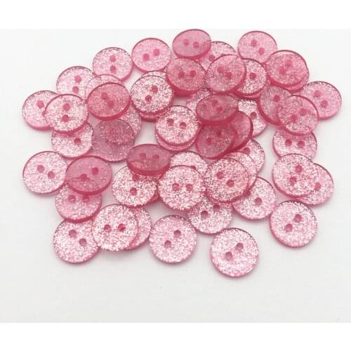 500pcs 13mm Pink Round Glitter Sparkly Buttons Resin 2 Holes Dress Button Embellishments Sewing Accessories