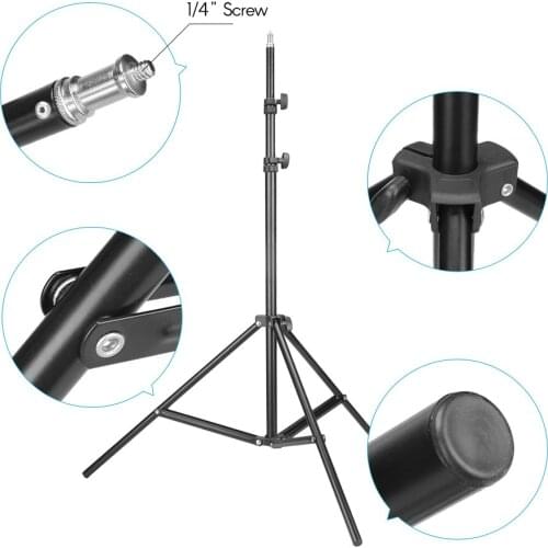 Adjustable Photography Tripod Light Stand Steel Material Max. Height 176cm / 5.8ft with 1/4" Screw for Studio Reflector Softbox
