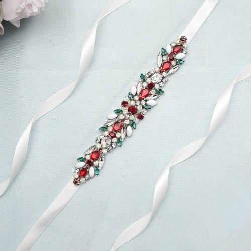 ZMS477 Luxurious Bride Belt With Multicolor Rhinestone And Opal Wedding Party Prom Girl Dress Accessories Woman Shiny Sash