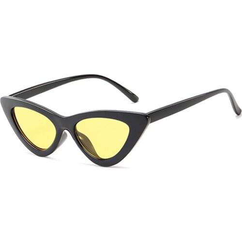 Brand Designer Cat Eye Sunglasses Women Cute Sexy Triangle Sun Glasses For Women Small Frame Vintage Black
