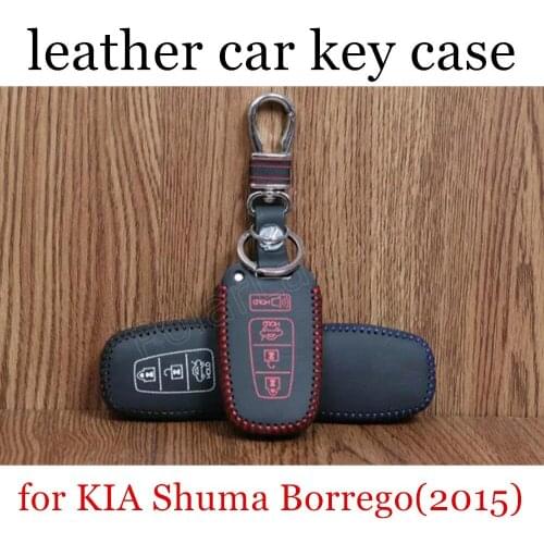 Only Red the lowest price Car key cover car key case Hand sewing car styling Genuine leather fit for KIA Shuma Borrego(2015)