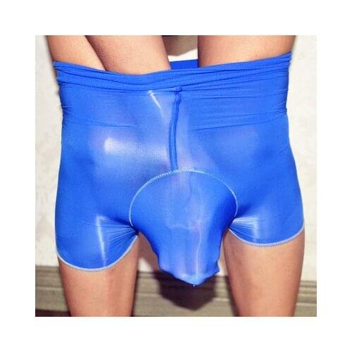 2018Sexy Men Transparent U Convex Pouch Briefs G-string Oil Shiny Smooth Thongs Low Rise Seamless Gay Wear JJ Sleeve Open Boxer