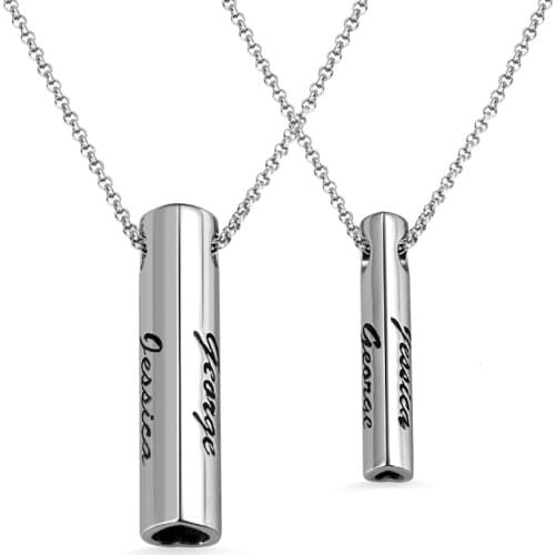 Uonney Dropshipping Couple Personalized Engraved Double Heart Bar Necklace Custom Stylish Double Bar Necklace Perfect Gift