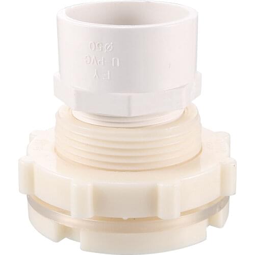 Uxcell Bulkhead Fitting, G1-1/2 Female 2.44" Male, with Gasket and 1.97" Pipe Connector for Water Tanks, PVC, White