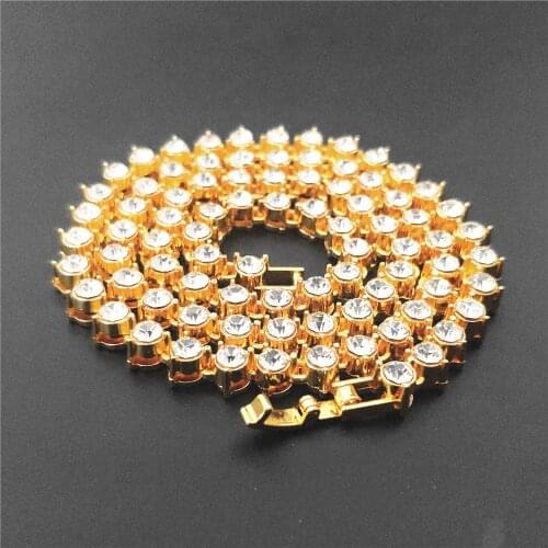 Hip Hop 5MM Prong Micro Pave Cubic Zircon Alloy Tennis Chain Bracelet Necklace Bling For Men Women Jewelry