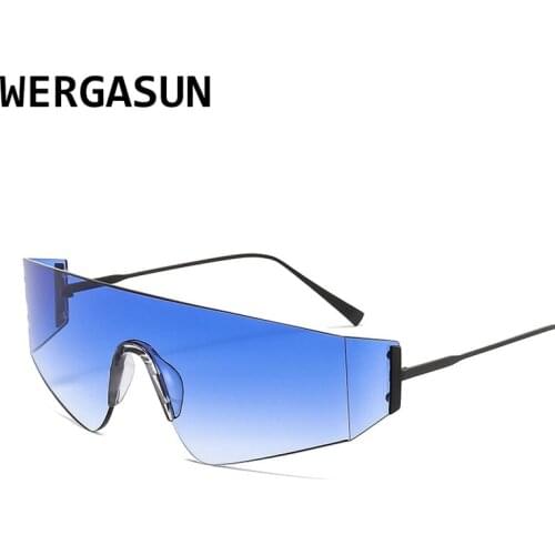 WERGASUN One Piece Rimless Sunglasses Women Men Square Sun Glasses Men Oversized Retro Eyeglasses Luxury Brand Designer Eyewear