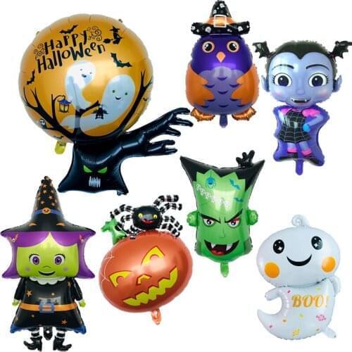 1psc Ghost Book Witch Pumpkin Spider Ghost Halloween Eve Foil Balloon Decoration Inflatable Toy Balloon Party Supplies