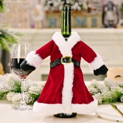 Christmas Wine Bottle Cover Reusable Wine Sweaters Cover Dress for Holiday Party Xmas Table Home Decoration