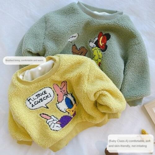 Childrens Pullover Girls Plus Fleece Sweatshirt Tops Baby Autumn and Winter Clothes Toddler Sweatshirt Boys Clothing