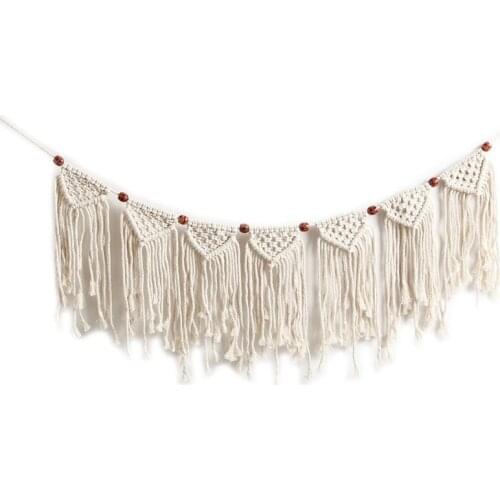 Elegant Pull Flower Macrame Bedroom Wall Hanging Pendant Art Wall Accents Decor Red Beads Tassels Chic Boho Decor Dorm