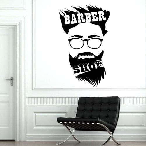 Barber Shop Hair Salon Vinyl Wall Decal Hairtician Hairdresser Man Pattern Wall Stickers Barber Shop Glass Door Decoration Z397
