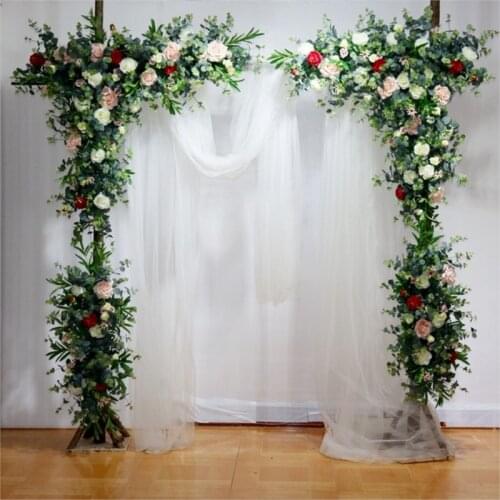 Artifical Roses with grass green wedding flower backdrop elegant wedding flower wall arch door party decoration