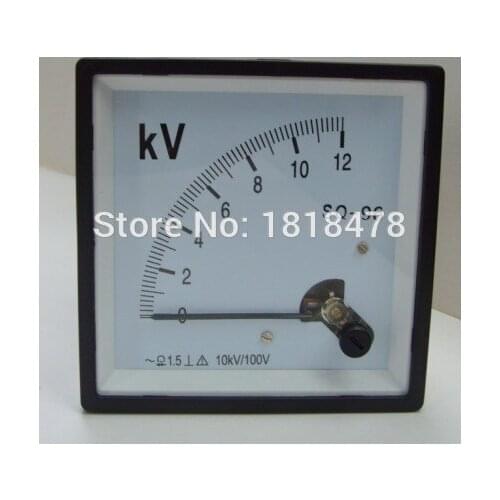 Voltage Test Gauge AC 0-12kV 10KV/100V Analog Volt Meter Gauge SQ96 Voltmeter 96*96mm