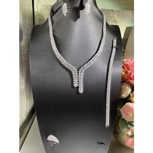 Janekelly4pcs Bridal Zirconia Full Jewelry Sets For Women Party, Luxury Dubai Nigeria CZ Crystal Wedding Jewelry Sets