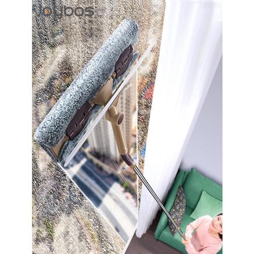 JOYBOS Glass Cleaning Tool Double-sided Telescopic Rod Window Cleaner Mop Squeegee Wiper Long Handle Rotating Head Brush JBS12