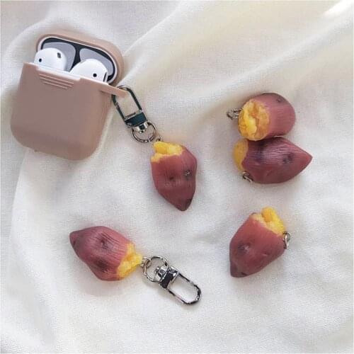 Brown Earphone Case for airpods 1 2 Bluetooth Wireless Silicone Soft Headphone Cover With Cute Key Chain for Apple airpods 1 2