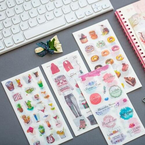 Creative watercolor afternoon tea Decorative Stickers Adhesive Stickers DIY Decoration Diary Stationery Stickers Children Gift